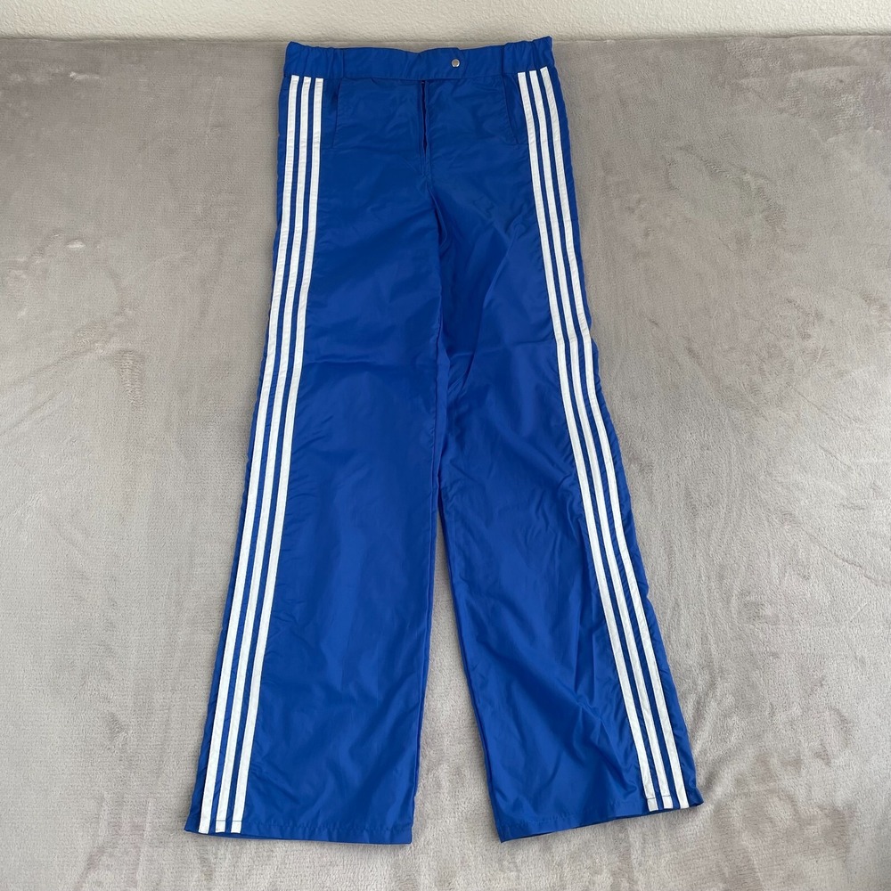 Vintage Adidas Track Pants Men Large (32x32) Blue Nylon 3 Stripes Ankle Zip 80s